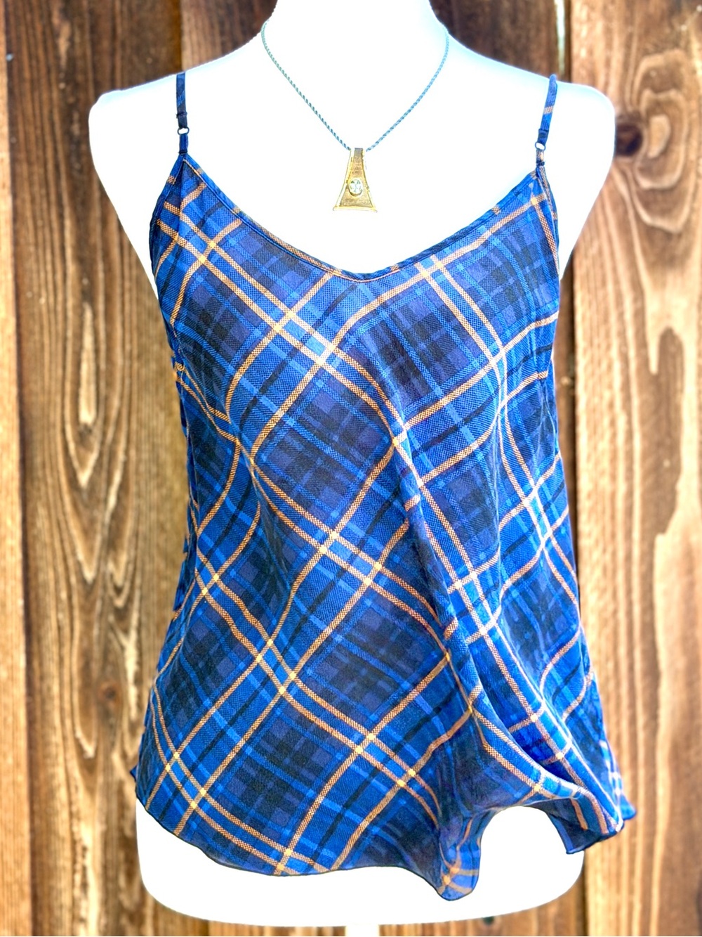 Wilfred Aritzia Minou Silk Plaid Camisole Tank M